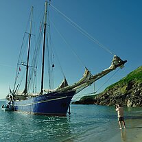 Die Zephyr auf dem Strand